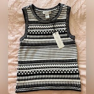 Rachel Zoe Knit Tank Top Shirt Black White Size S